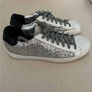 P448 John Ginevra silver Glitter sneaker